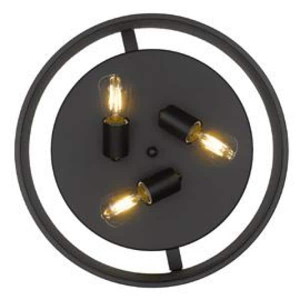 Matte Black Glass Drum Indoor/Outdoor Flush Mount