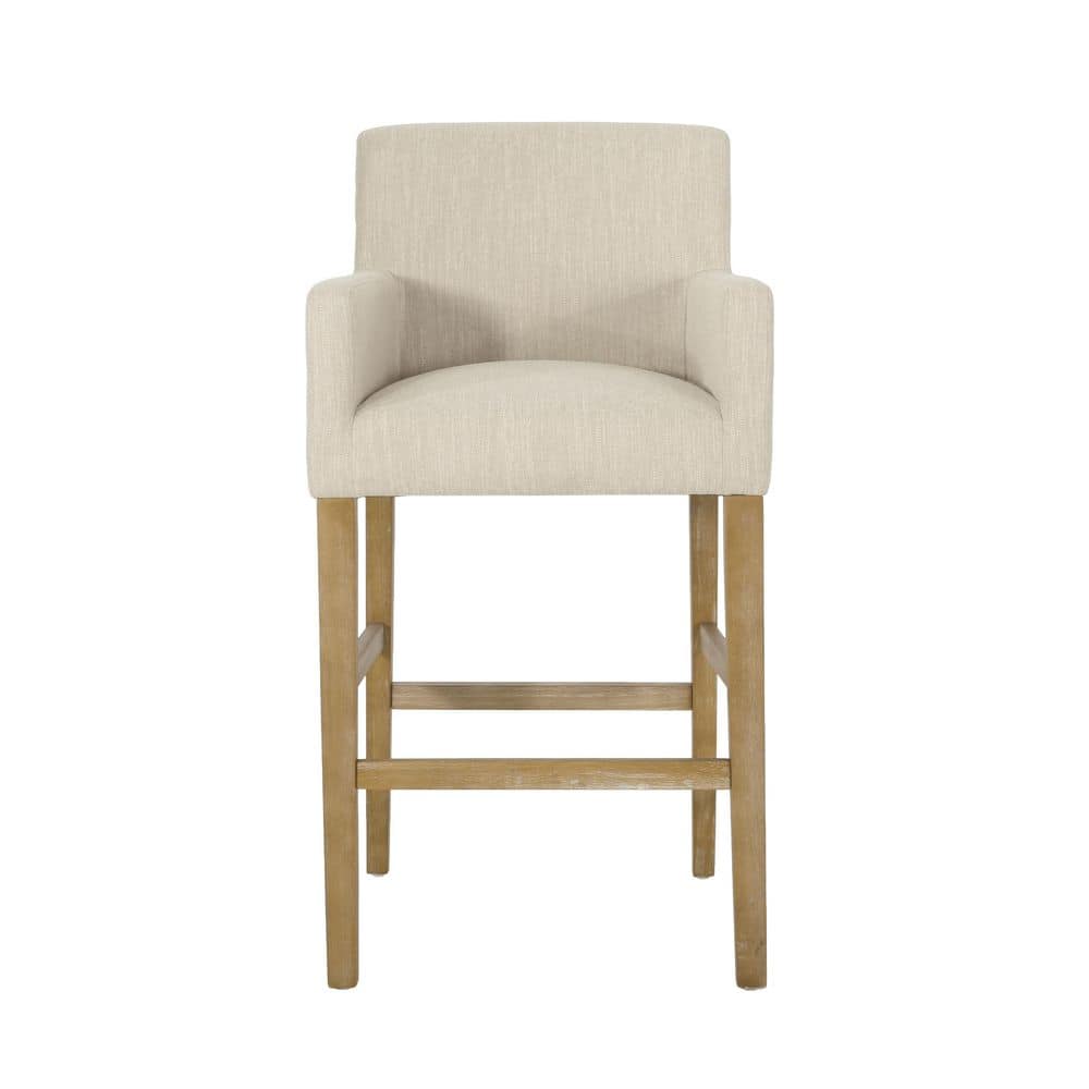Deville 30.50 in. Beige Fabric and Weathered Brown Rubberwood Barstool price history on PriceWatchPro