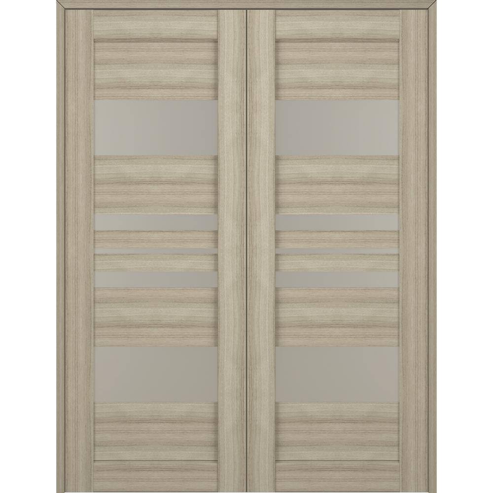 Romi 48" x 80" Beige Composite Prehung French Door with Frosted Glass