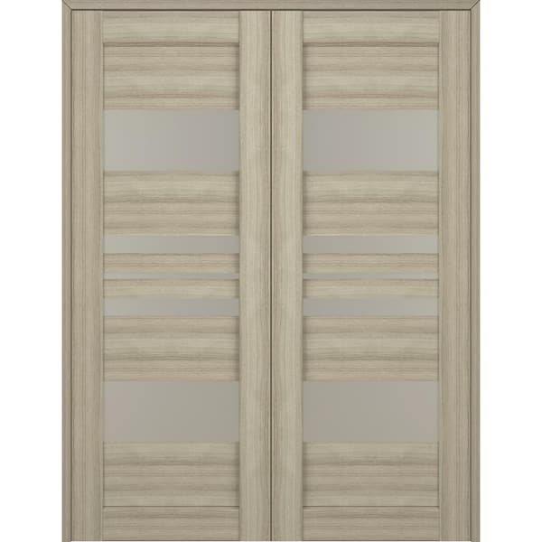 Belldinni Romi 72 in. x 80 in. Both Active 5-Lite Frosted Glass Shambor Finished Wood Composite Double Prehung French Door