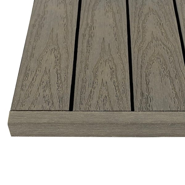 NewTechWood 1/12 ft. x 1 ft. Quick Deck Composite Deck Tile Straight Trim in Egyptian Stone Gray (4-Pieces/Box)