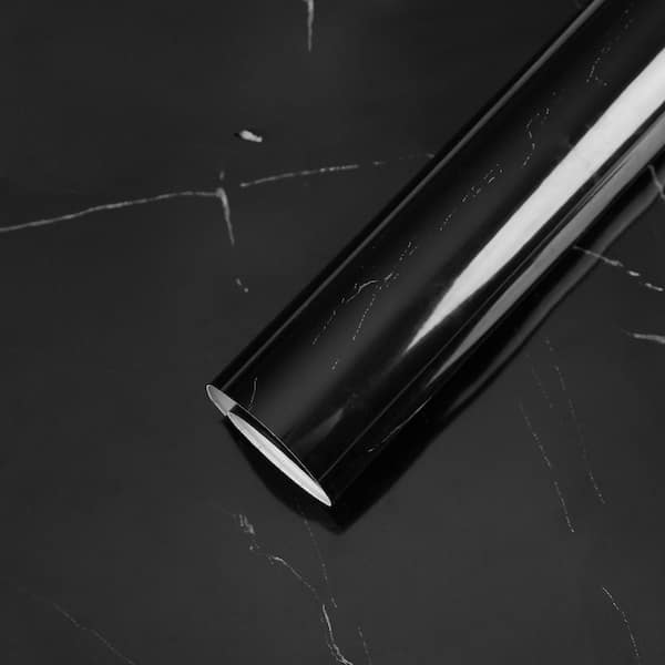 23.62 in. x 196.85 in. Black Marble Peel and Stick Wallpaper Paper, Easily Removable and Oil Proof Wallpaper for Kitchen