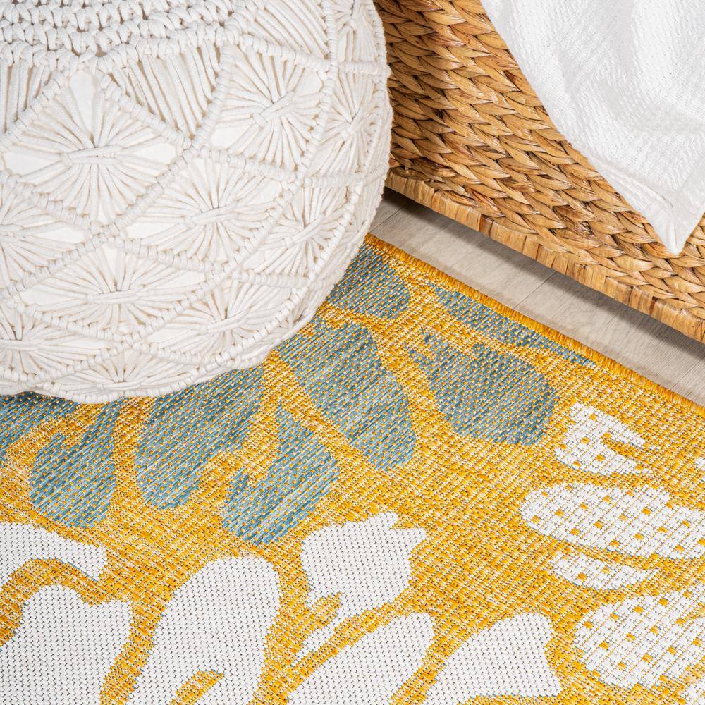 Reversible Gray Floral Synthetic 3x5 Area Rug