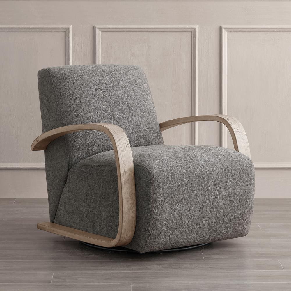Spruce & Spring Ella Fossil Grey Fabric Swivel Accent Chair