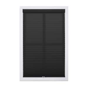 Black Cordless Light Filtering Polyester Pleated Shades - 20 in. W x 48 in. L