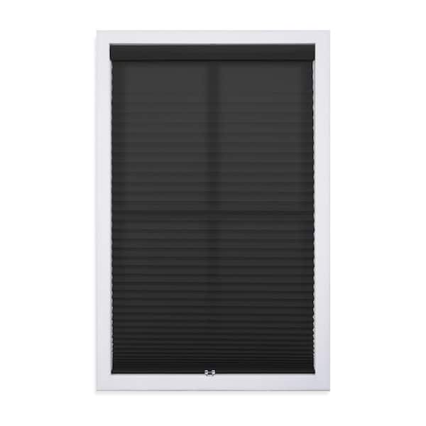 Perfect Lift Window Treatment Black Cordless Light Filtering Polyester Pleated Shades - 34 in. W x 48 in. L