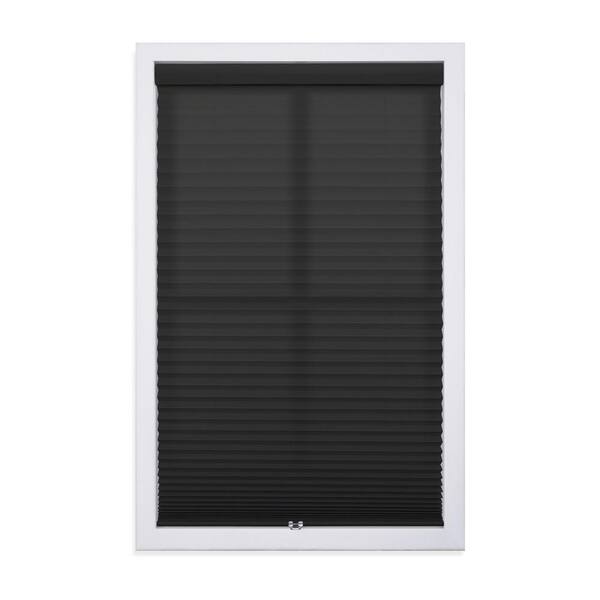 Perfect Lift Window Treatment Black Cordless Light Filtering Polyester Pleated Shades - 53 in. W x 64 in. L