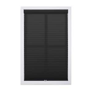 Black Cordless Room Darkening Polyester Pleated Shades - 32.5 in. W x 48 in. L