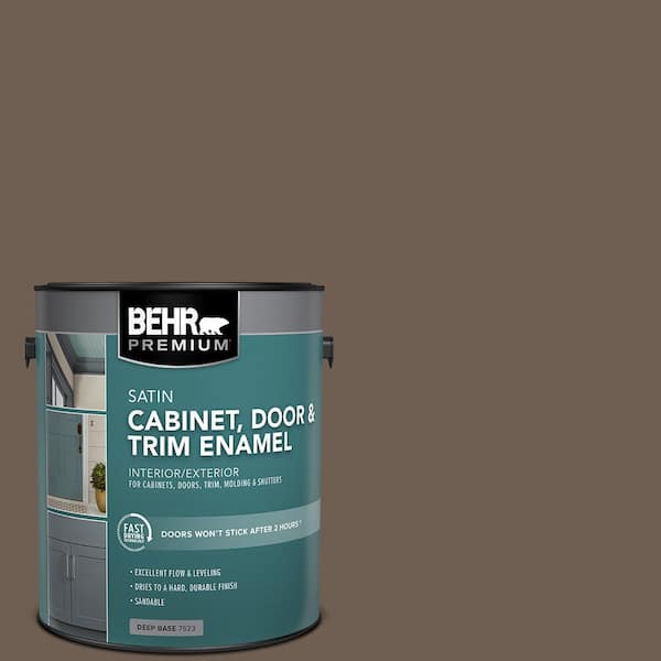 BEHR PREMIUM 1 gal. #N210-6 Swiss Brown Satin Enamel Interior/Exterior Cabinet, Door & Trim Paint