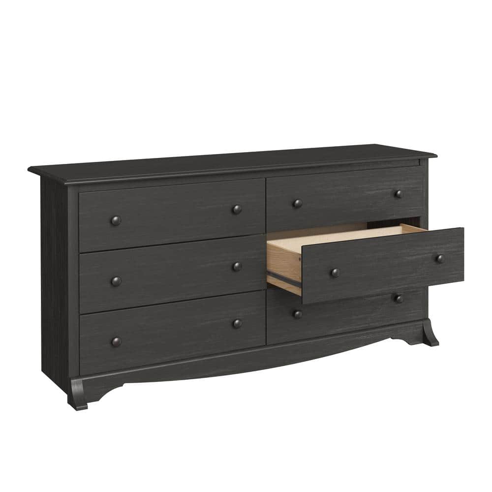 Washed Black Double Dresser with Extra Deep Drawers