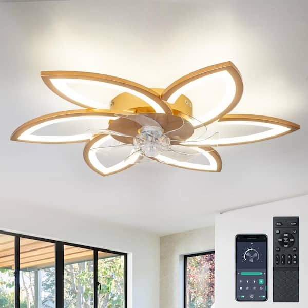 Tivleed Indoor Fan Blade 13.58 in. Gold 29.53 in Ceiling Fan Light