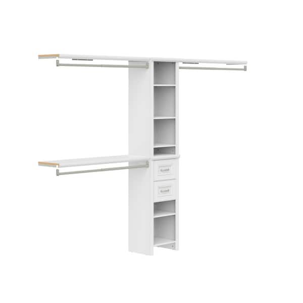 Impressions 48.97-112.97 in. W White Adjustable 2-Drawer 8-Shelf Wood Closet System