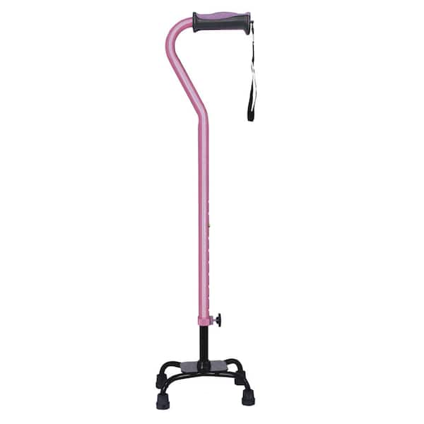 Hugo Mobility Adjustable Quad Cane for Right or Left Hand Use, Small Base, Rose