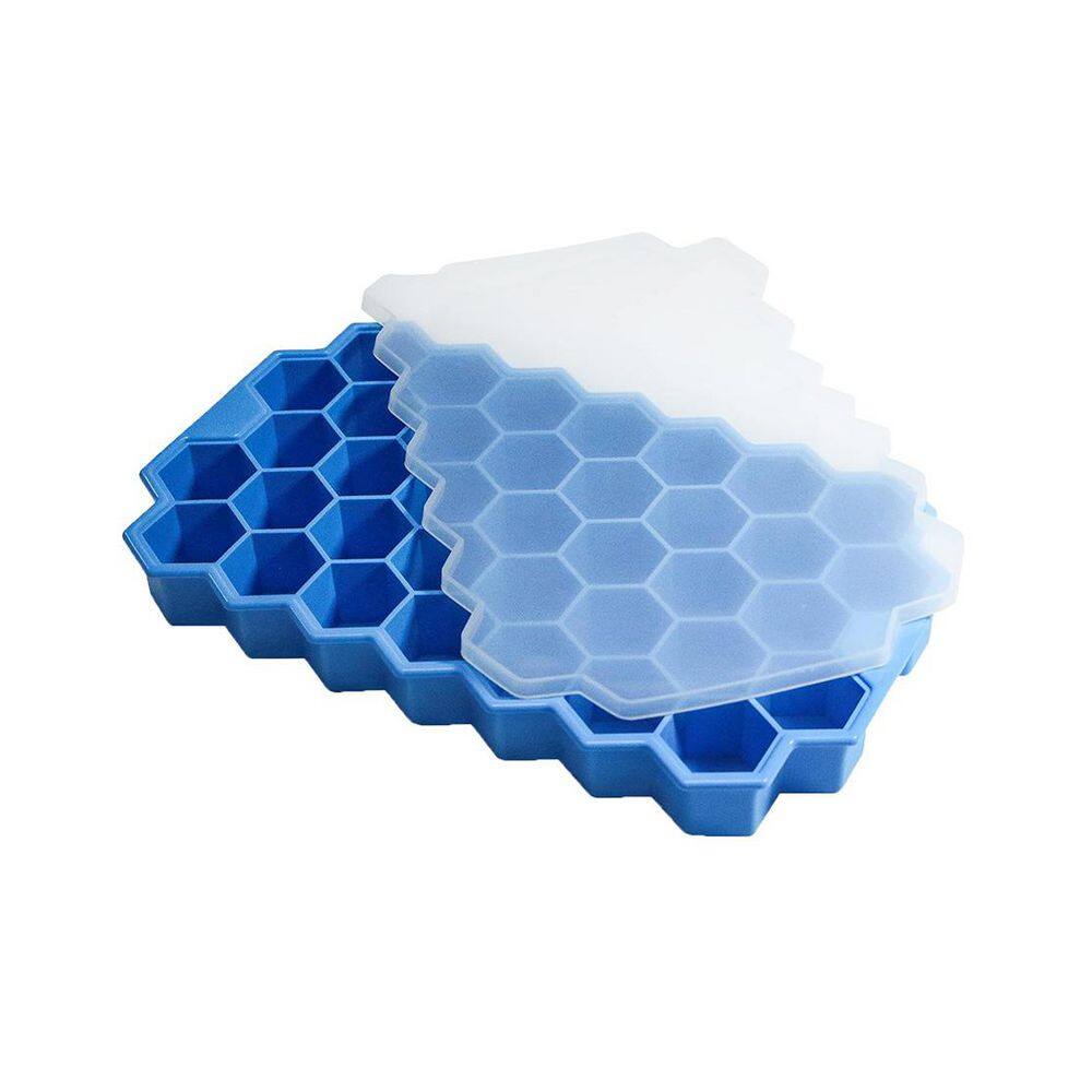 Easy-Release Silicone Ice Cube Tray with Lid Blue Square Grid Small Ice Mold Kitchen Organizer Essential 37 Slot price history on PriceWatchPro