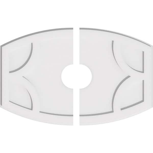 Ekena Millwork 30 in. W x 20 in. H x 5 in. ID x 1 in. P Kailey Architectural Grade PVC Contemporary Ceiling Medallion (2-Piece)