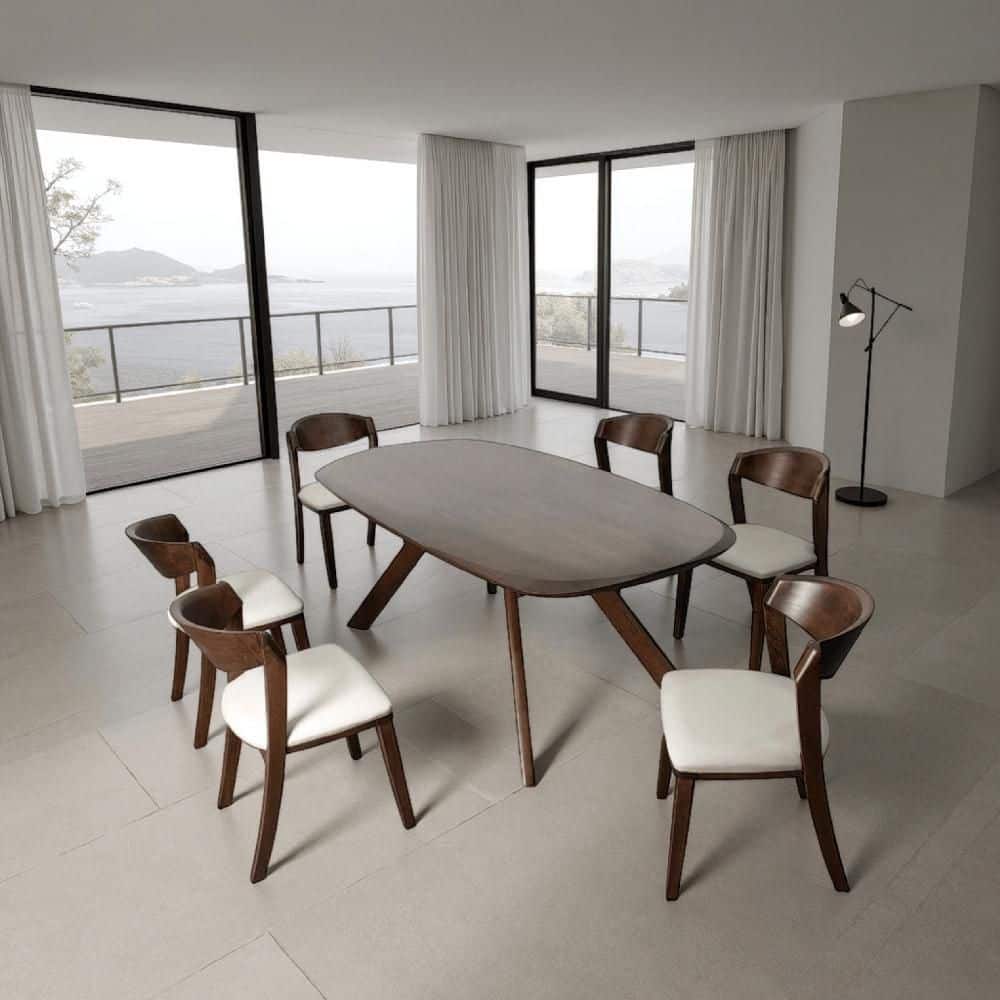 Walnut Brown and Ivory 29 in. 7-Piece Dining Set price history on PriceWatchPro