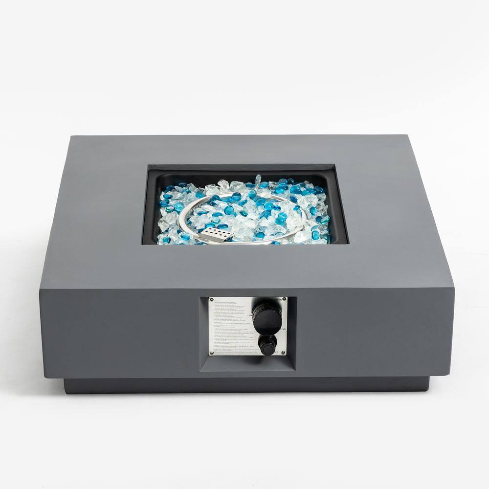 Grey Square Stainless Steel and Concrete Outdoor Fire Pit Table