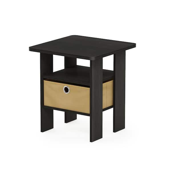 Furinno Dark Espresso/Brown Storage Square Wood End Table