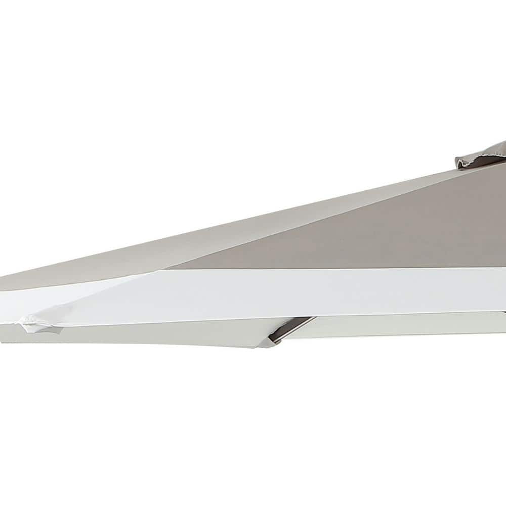 Spencer 9 ft. Gray and White Aluminum Solar LED Market Patio Umbrella