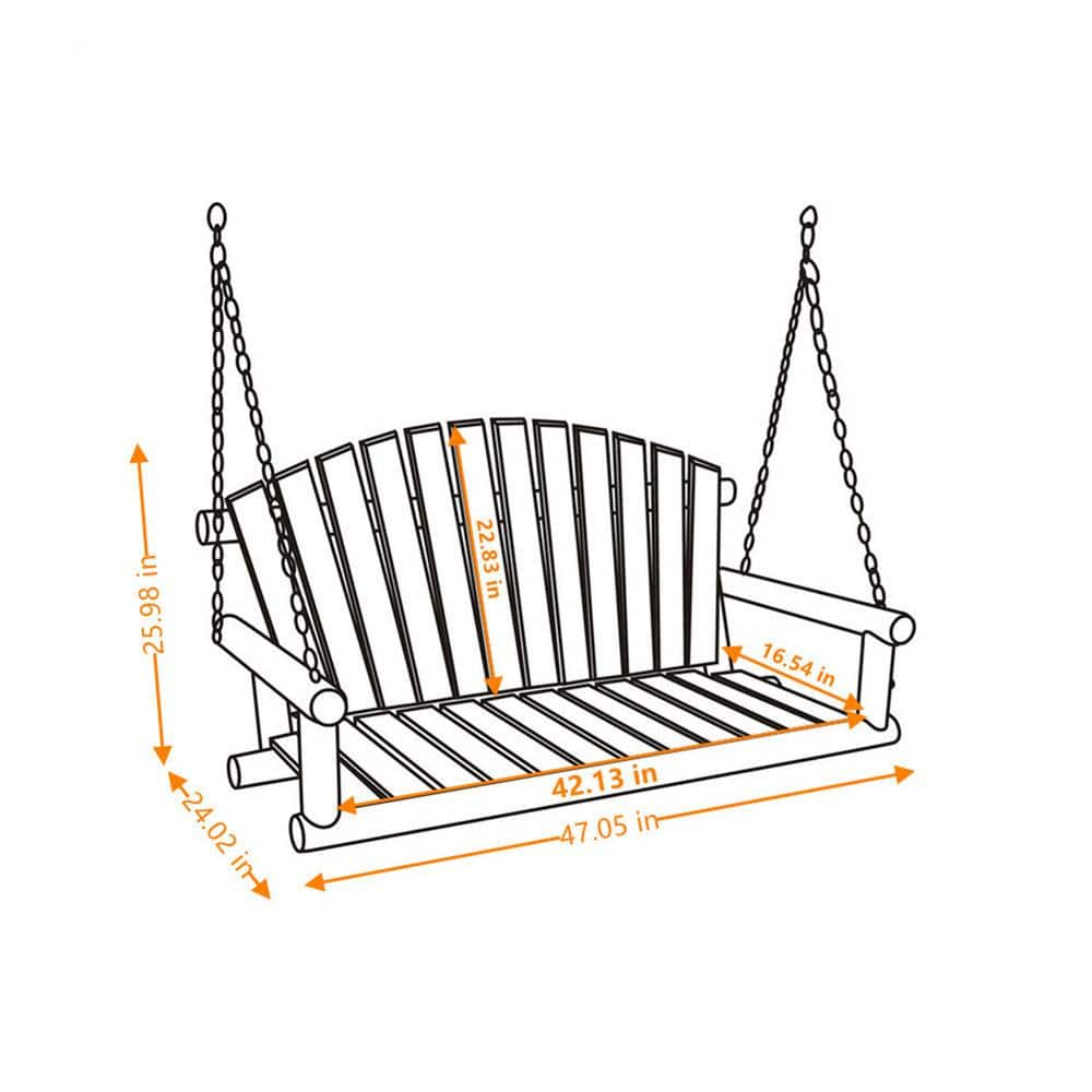 Anraja Light Wood Double Seating Outdoor Swing Chair with Chains