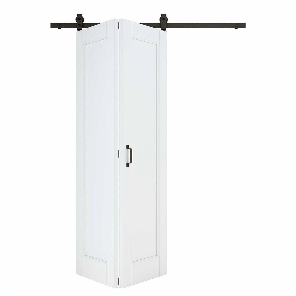 60 in. x 80 in. 1-Paneled White Primed MDF Bifold Sliding Barn Door with Hardware Kit (Not Include Frosted Glass) price history on PriceWatchPro