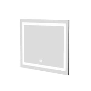 36 in. W x 28 in. H Small Rectangular Frameless Anti-Fog Touch Sensor Wall Mount Bathroom Vanity Mirror in Silver