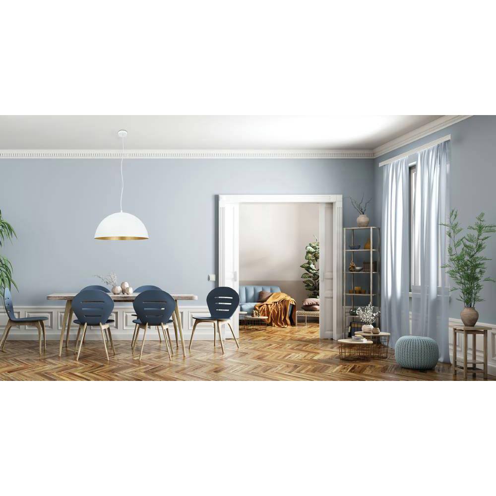 White and Gold Dome Pendant Light for Indoor/Outdoor