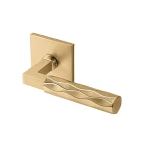 Hailey Champagne Gold Modern Hall/Closet Interior Door Handle with Square Rosette and Concealed Screws (Passage)