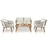 Karl home 4-Piece Acacia Wood Patio Conversation Set with Cushions K1G56000733+734