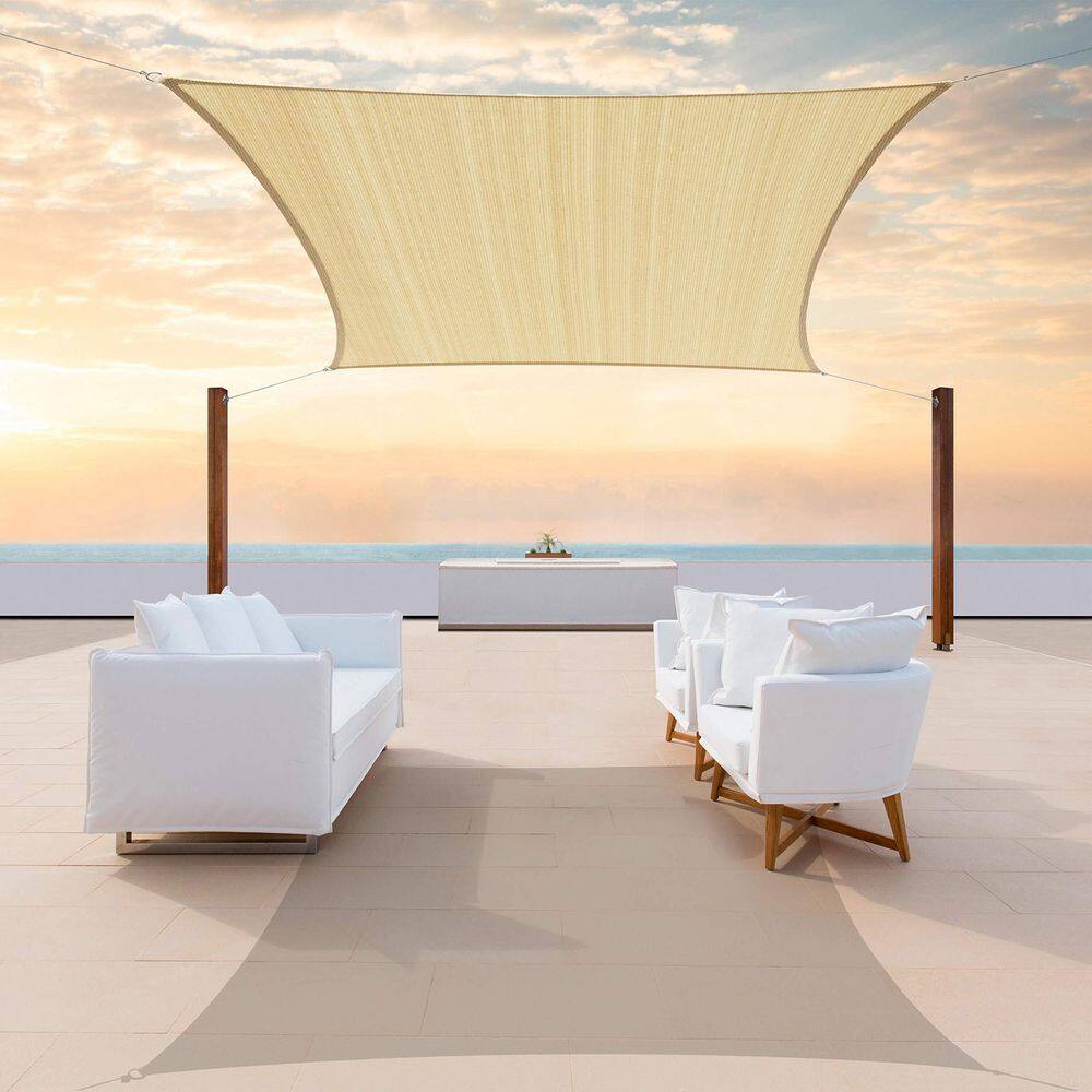 12 ft. x 20 ft.  Beige Rectangle Sun Shade Sail, UV Block Water Permeable Canopy for Patio and Carport price history on PriceWatchPro