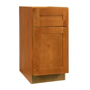 Hargrove Cinnamon Stain Plywood Shaker Assembled Base Kitchen Cabinet 1 rollout Sft Cls R 18 in W x 24 in D x 34.5 in H