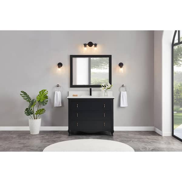 WS2512-42-TB 42 in. Single Sink Sink Vanity Tricorn Black Bath Vanity with White 1 in. Artificial Stone Top.