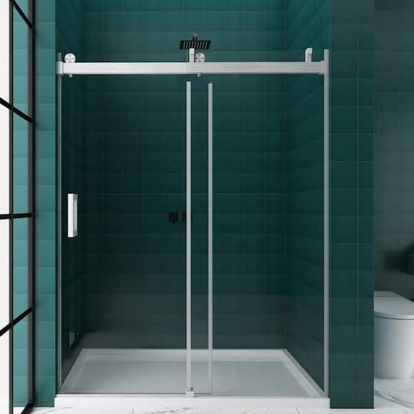 Staykiwi 72 in. W x 76 in. H Single Sliding Frameless Shower Door in Matte Black Finish with Buffer