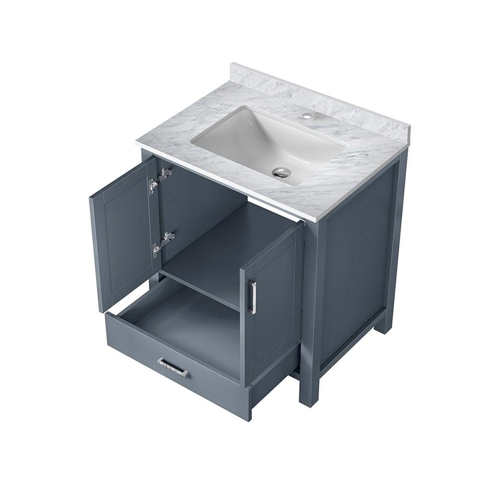 Jacques 30" Dark Grey Single Vanity with White Carrara Marble Top