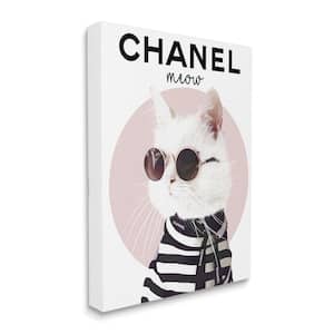 "Chic Kitty Cat Meow Glam Fashion Pink Circle" by Ros Ruseva Unframed Animal Canvas Wall Art Print 36 in. x 48 in.