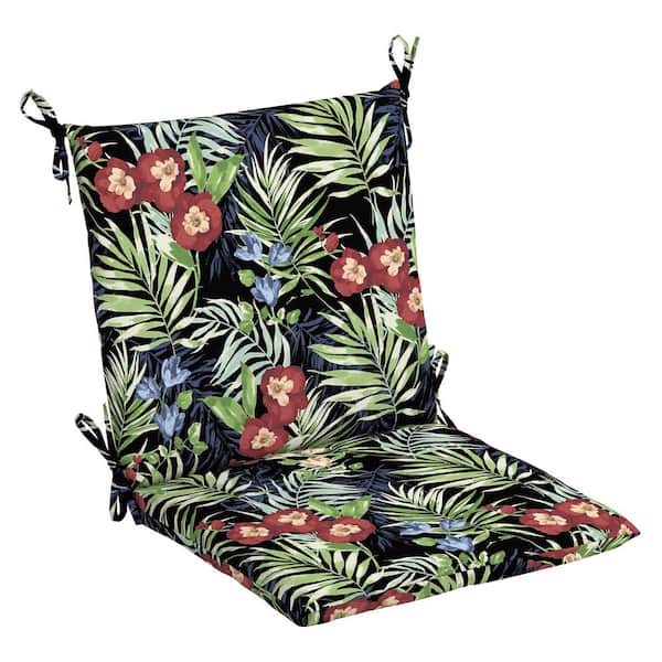 Hampton Bay Belcourt Black Tropical Outdoor Dining Chair Cushion