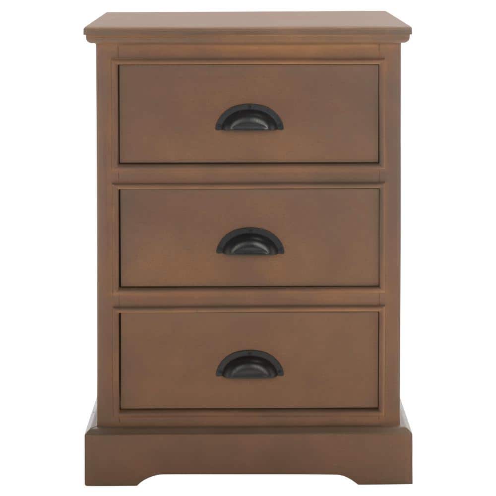 Transitional Beige Pine 3-Drawer Rectangular Side Table