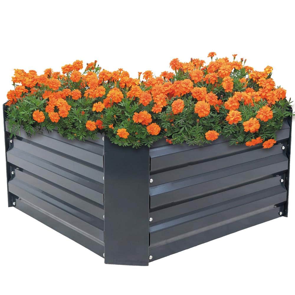 Galvanized Steel 20" Dark Gray Raised Garden Bed for Outdoor Spaces