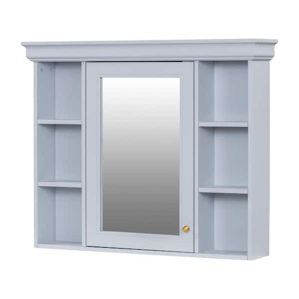 tunuo 35.5 in. W x 28.74 in. H Rectangular MDF Medicine Cabinet with Mirror in Blue