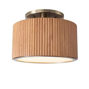 Tambo 10 in. 1-Light Weathered Brass Semi-Flush Mount with No Glass Shade and No Bulbs Included (1-Pack)