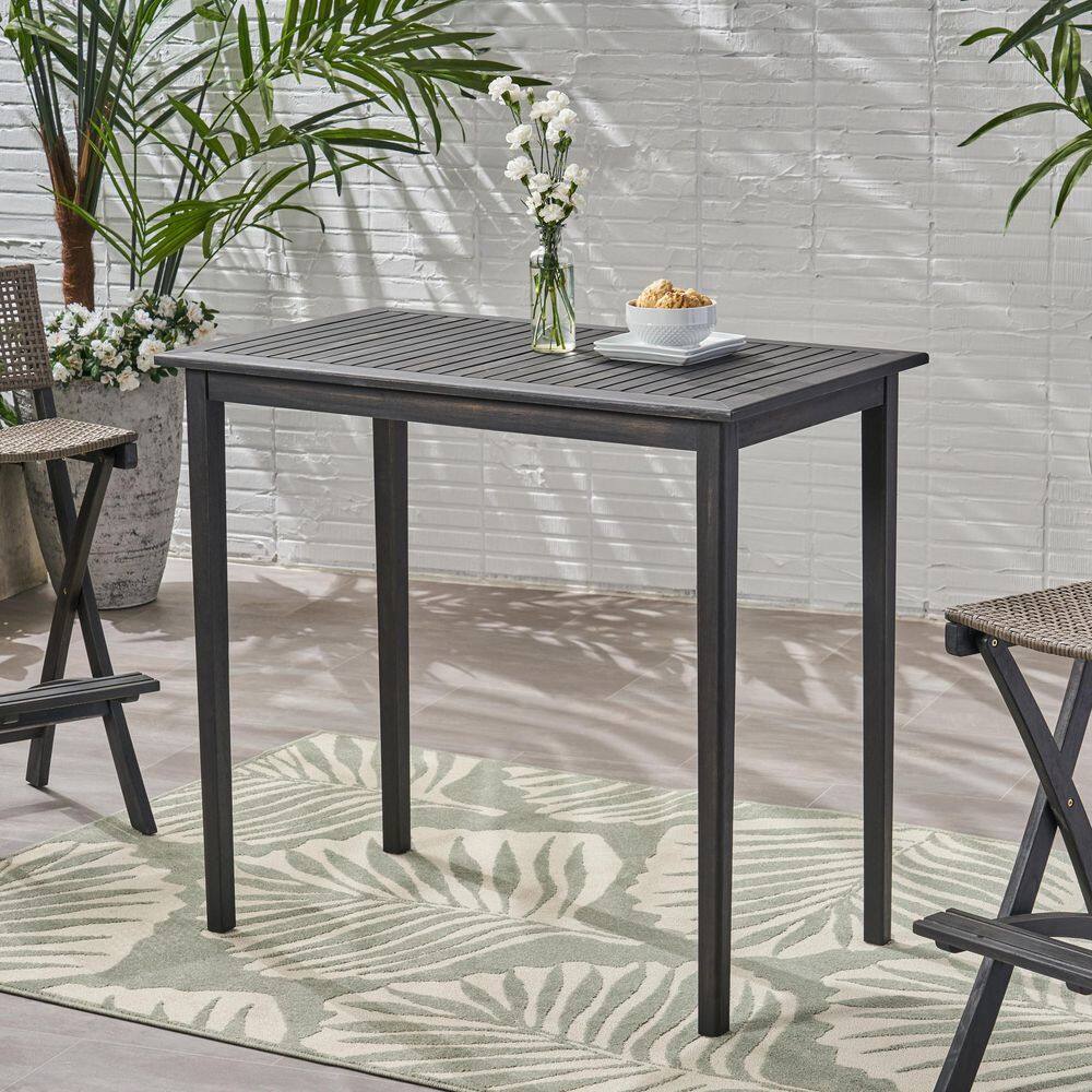 Elegant Acacia Wood Outdoor Bar Table in Dark Gray