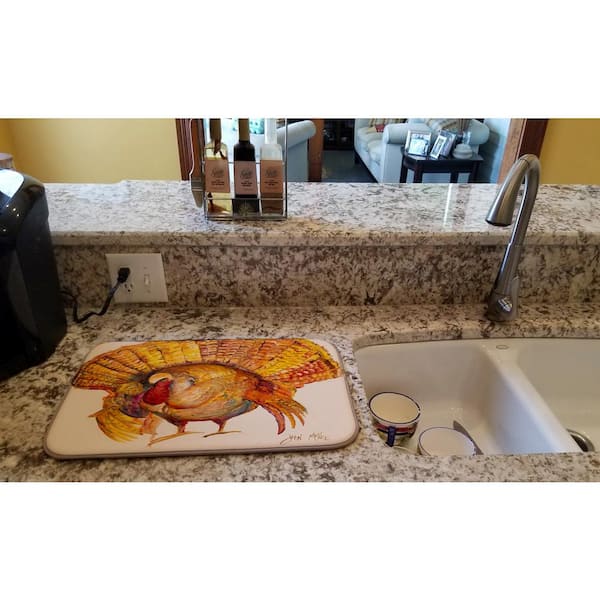 Caroline's Treasures 14 in. x 21 in. Multicolor Turkey Dish Drying Mat