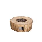28 in. W x 10 in. H Round Exterior Faux Stone Propane 30,000 BTU Brown Fire Pit with Water Proof Cover and Lava Rock