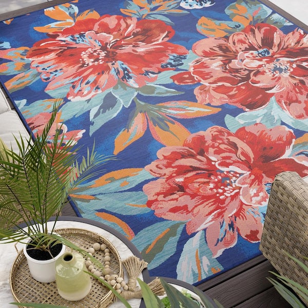 Stunning Multi-Color 8 ft. x 10 ft. Floral Indoor/Outdoor Area Rug