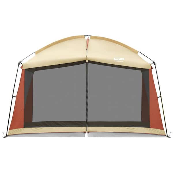 Zeus & Ruta 12 x 10 Ft Screened Mesh Net Wall Canopy Tent Camping Tent  Screen Shelter Gazebos for Patios Camping Activities in Beige W1216--90SKH  - The Home Depot