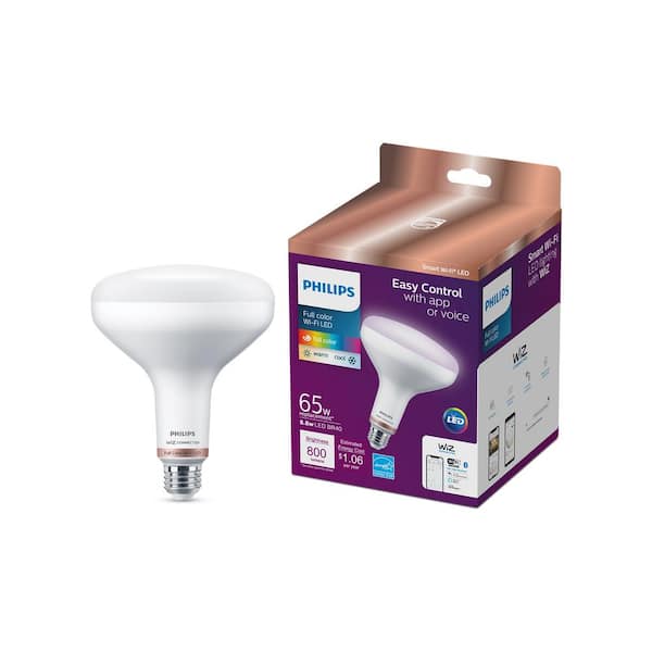 Philips 65-Watt Equivalent BR40 Smart Wi-Fi LED Color Changing Light Bulb Powered by WiZ with Bluetooth (1-Pack)