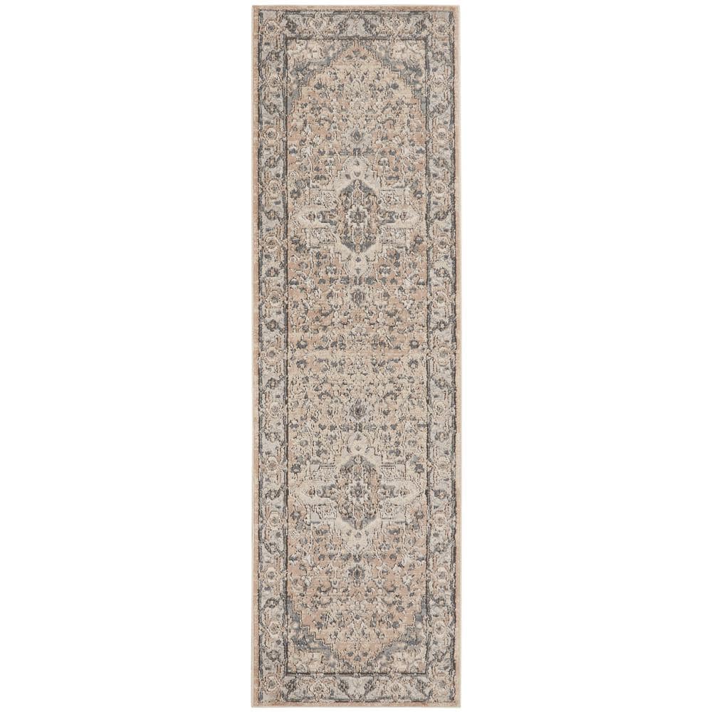 Nourison Concerto Beige/Gray 2 ft. x 8 ft. Persian Kitchen Runner Area ...