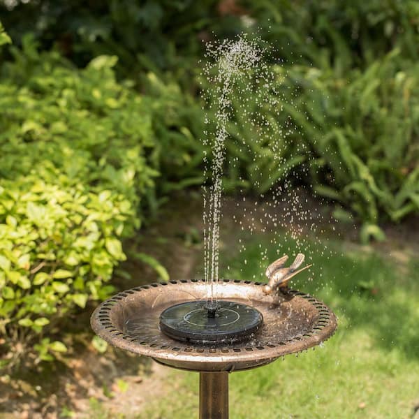 Gardenised Outdoor Garden Bird Bath and Solar Powered Round Pond Fountain with Planter Bowl, Copper