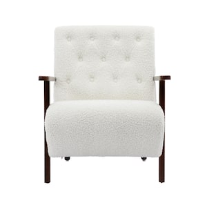 White Teddy PU Leather Barrel Chair for Living Room