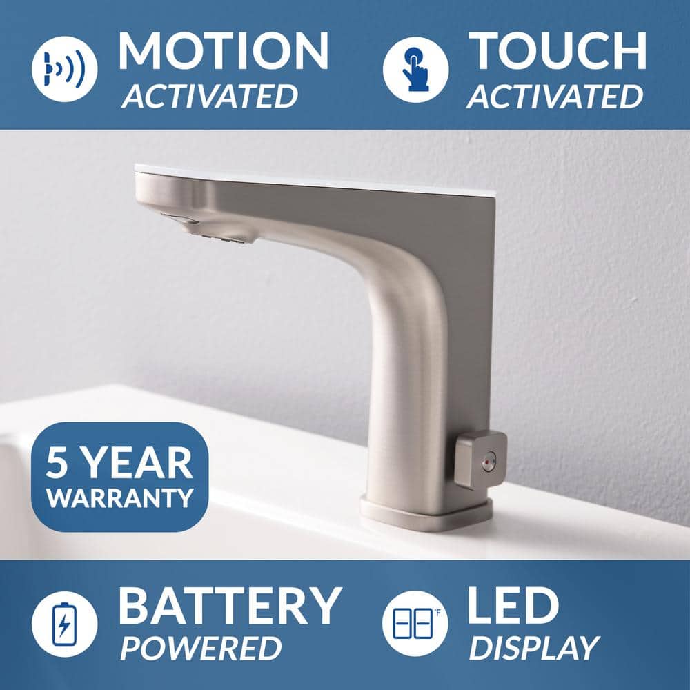 Grove Brushed Nickel Touchless Bathroom Sink Faucet with LED Display